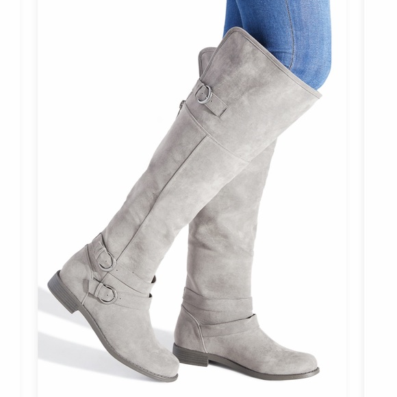 Emme Flat Riding Gray Boots - Picture 3 of 3